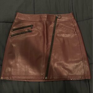 Express Burgundy Leather Mini Skirt